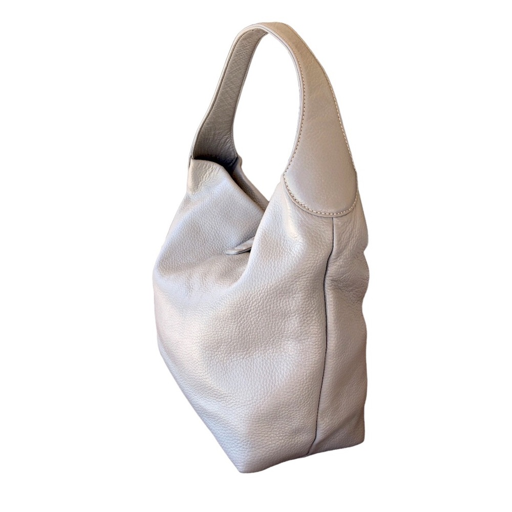 Dooney & Bourke Belvedere Pebble Leather Logo Lock Shoulder Bag Soft Gray - Picture 6 of 16